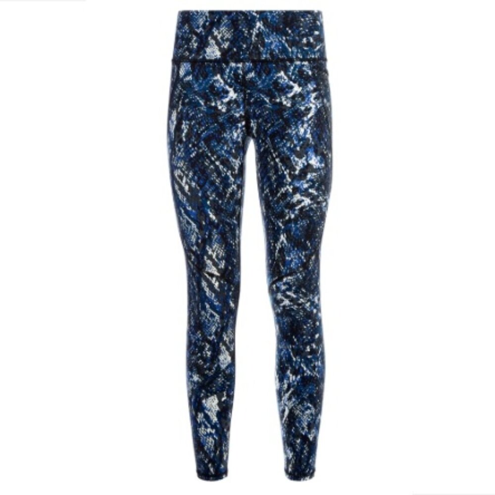 SWEATY BETTY Power Pocket Workout Leggings In Blue Quartz Snake Print | Size M